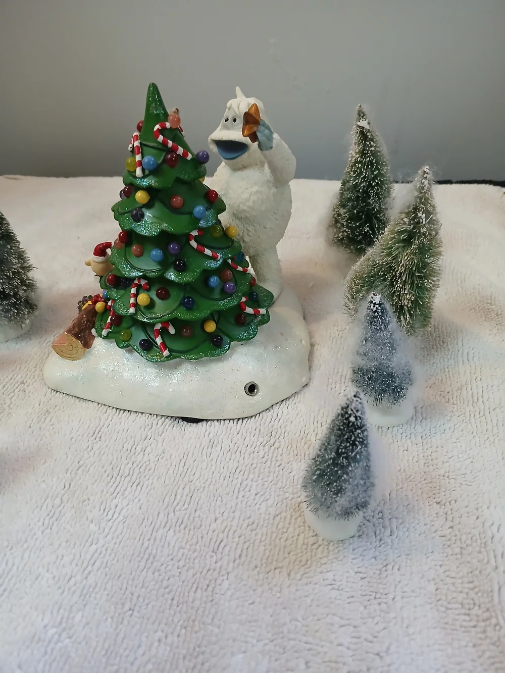 Holiday Tree and Yeti Figurine Tabletop Decoration - Green